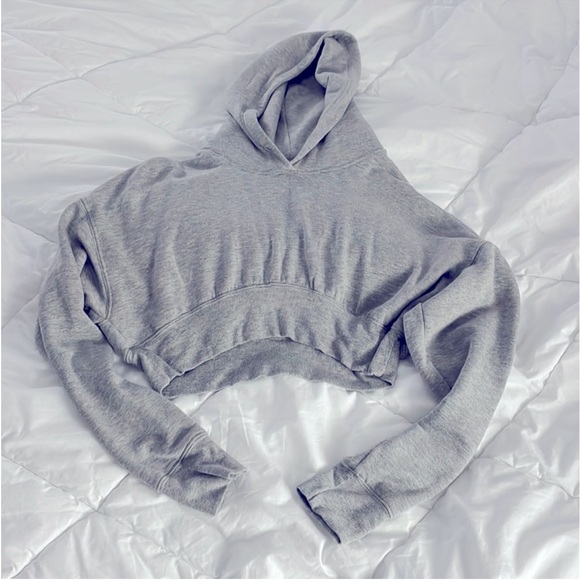ALO Yoga Sweaters - ALO Yoga cropped size S gray fleece hoodie